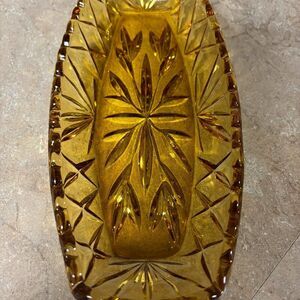 Vintage Hazel Atlas Prescut Gold Pattern Celery Dish